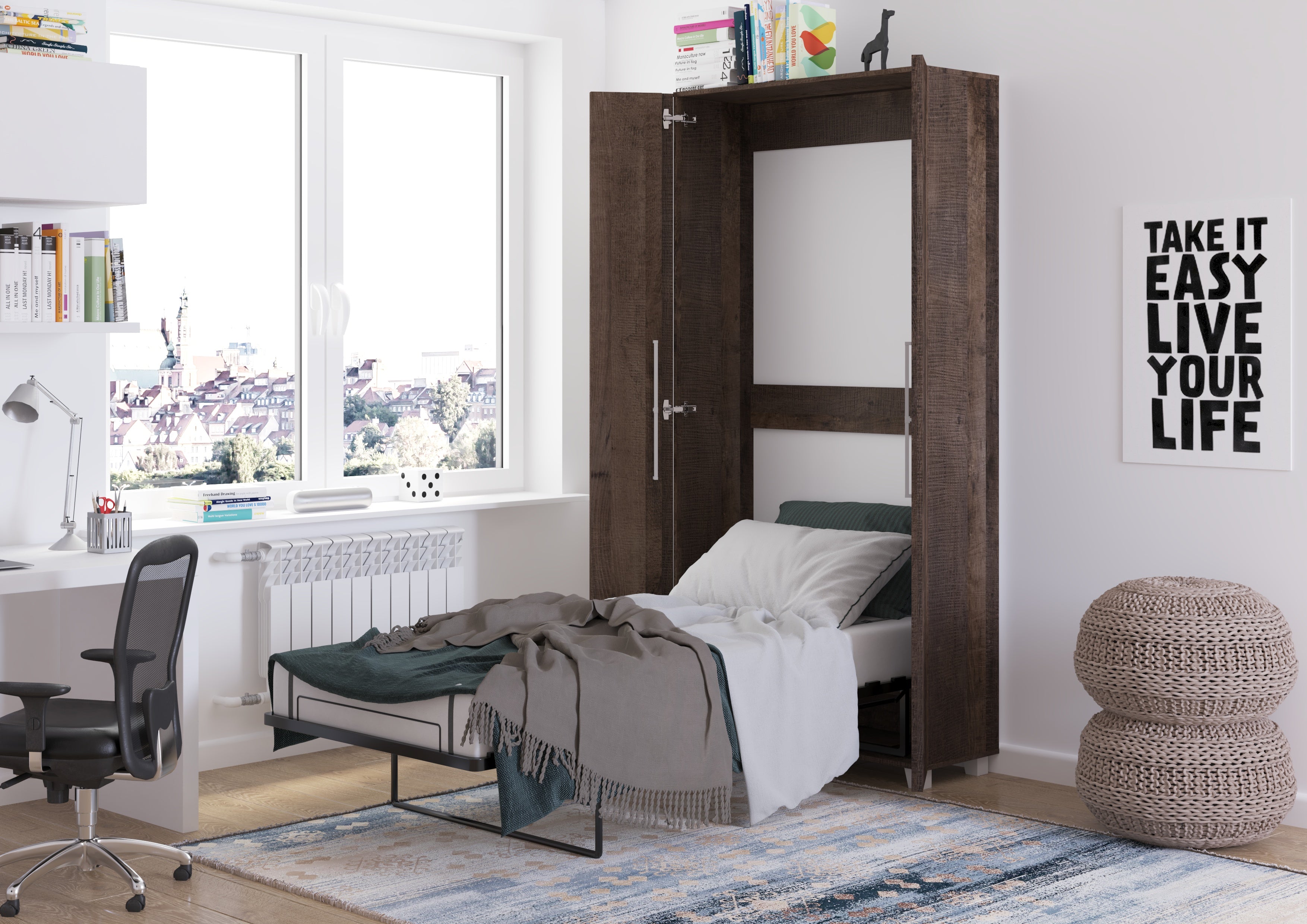 Schrankbett TED90 , Schlaffläche 90x200 cm , Farbe wählbar