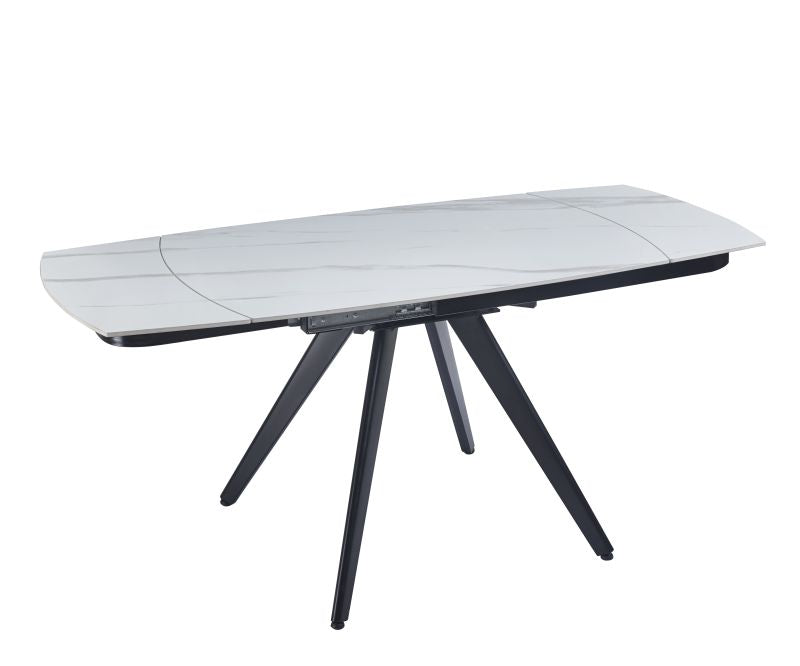 Esstisch ST-31 , Ausziehbar, 120 (180) x80x76 cm , Farbe Weißer Marmor/Schwarz