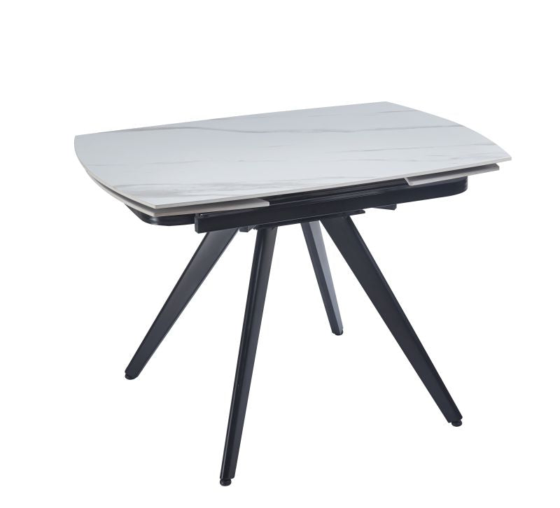 Esstisch ST-31 , Ausziehbar, 120 (180) x80x76 cm , Farbe Weißer Marmor/Schwarz