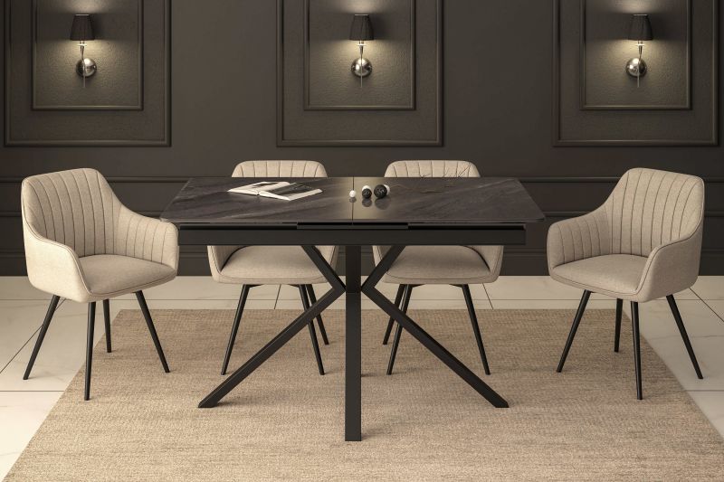 Essgruppe A87, Esszimmer Set , Esstisch (Ausziehbar) mit 4 Stühlen - Farbe wählbar