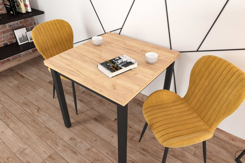 Esstisch ST25 , 80x80x77 cm , Farbe Goldene Craft/Schwarz