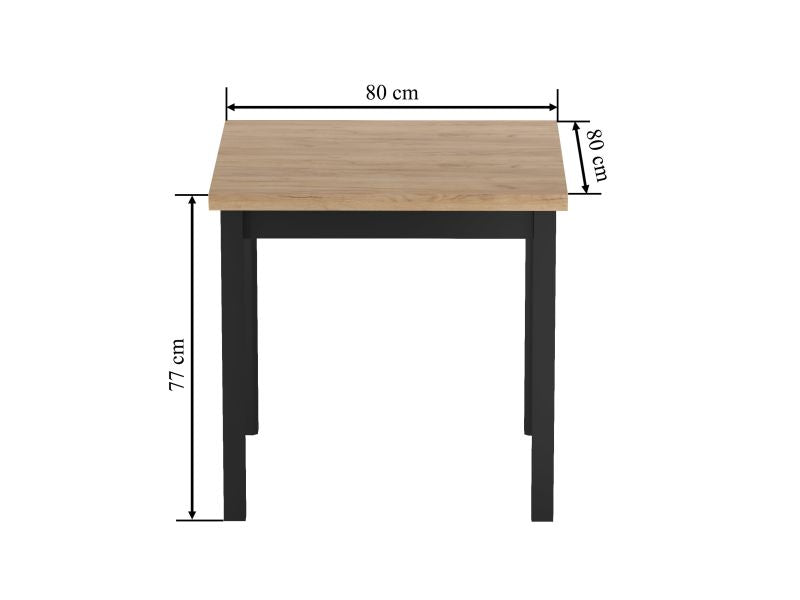 Esstisch ST25 , 80x80x77 cm , Farbe Goldene Craft/Schwarz