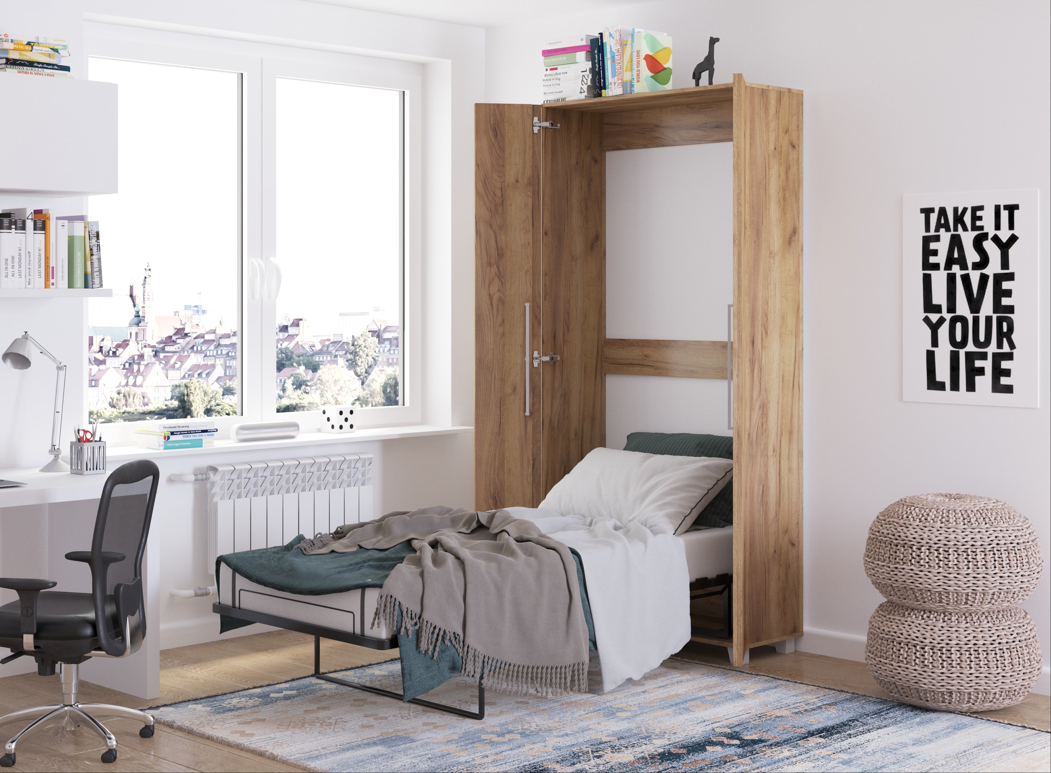 Schrankbett TED90 , Schlaffläche 90x200 cm , Farbe wählbar