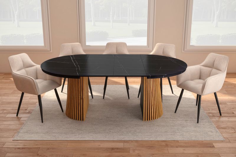 Essgruppe A99-5, Esszimmer Set , Esstisch (Ausziehbar) mit 5 Stühlen