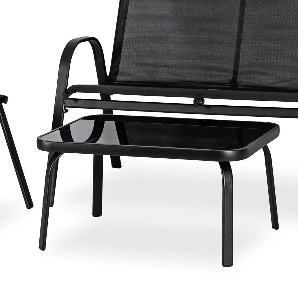 Gartenmöbel-Set EL-MINNES, Farbe Schwarz , Bank, Stühle, Tisch , Terrassen-Set