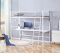 Metallbett LM6, mit Schreibtisch und Organizer, 90x200cm , Farbe Weiß