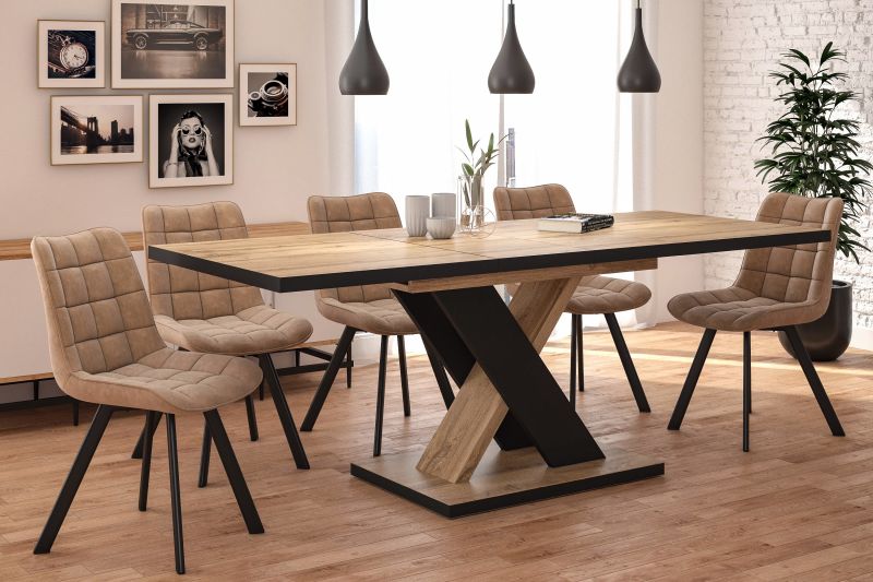 Essgruppe A30, Esszimmer Set , Esstisch (Ausziehbar) mit 5 Stühlen-Farbe wählbar