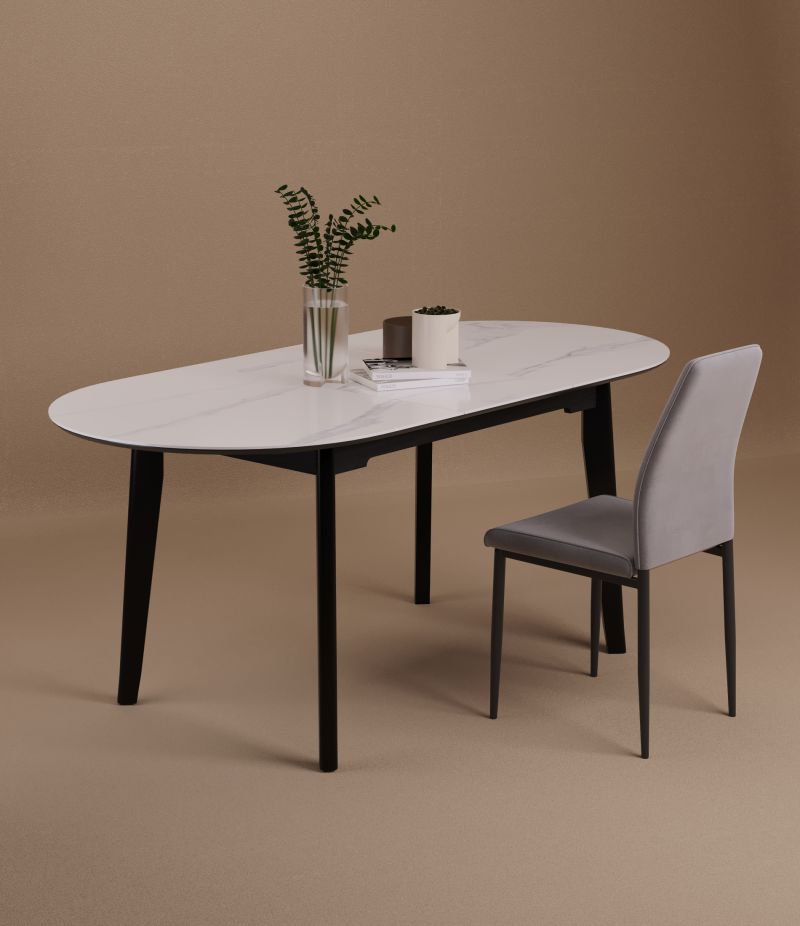 Essgruppe A81, Esszimmer Set , Esstisch (Ausziehbar) mit 6 Stühlen-Farbe wählbar