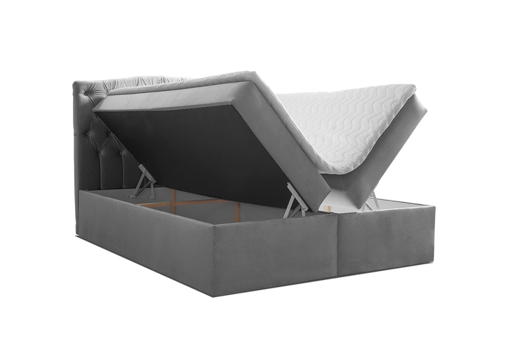 Boxspringbett T57 , mit zwei Bettkasten , Topper, Farbe und Große wählbar