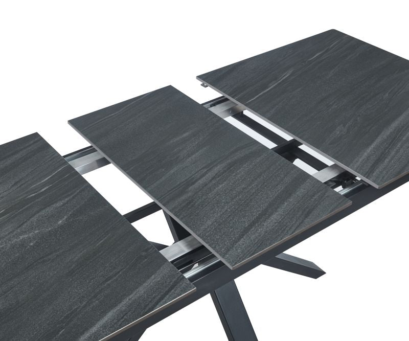 Esstisch ST-28 , Ausziehbar, 140 (180) x85x76 cm , Farbe Grau Matt/Schwarz