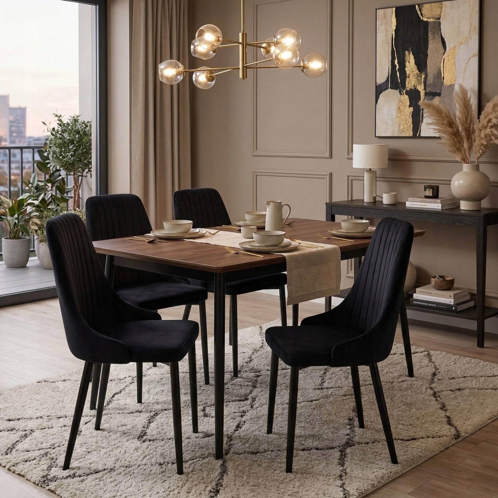 Eleganter, samtbezogener Sessel K44– mit schwarzen Beinen, verschiedene Farben