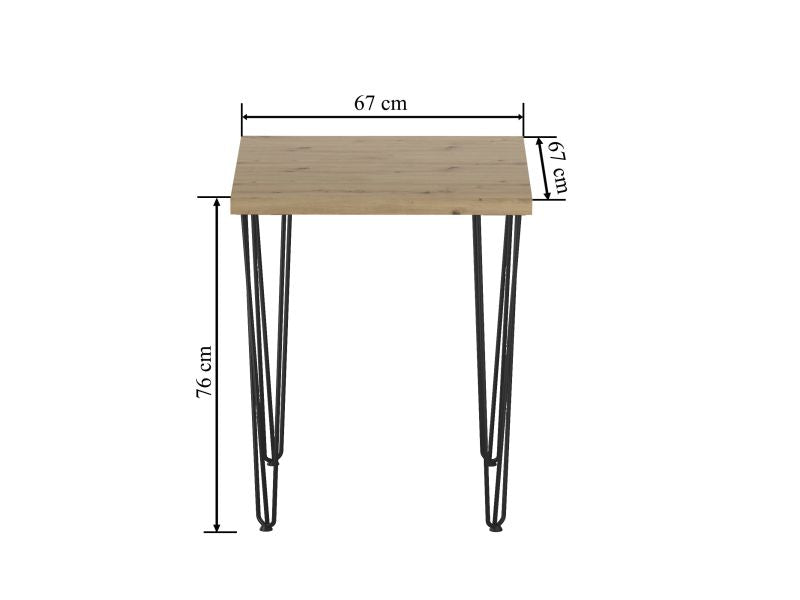 Esstisch ST-B+III , 67x67x76 cm , Farbe Eiche Artisan/Schwarz