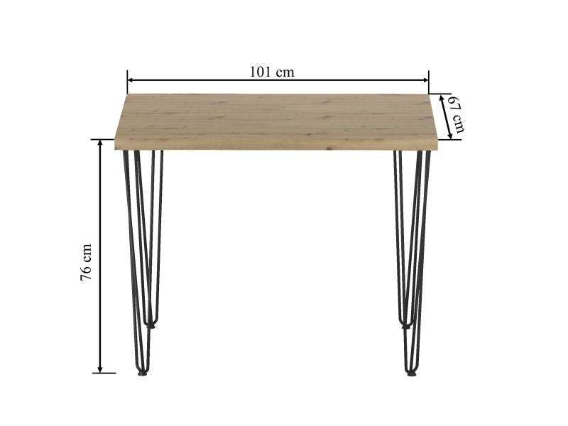 Esstisch ST-B+III-101 , 101x67x76 cm , Farbe Eiche Artisan/Schwarz