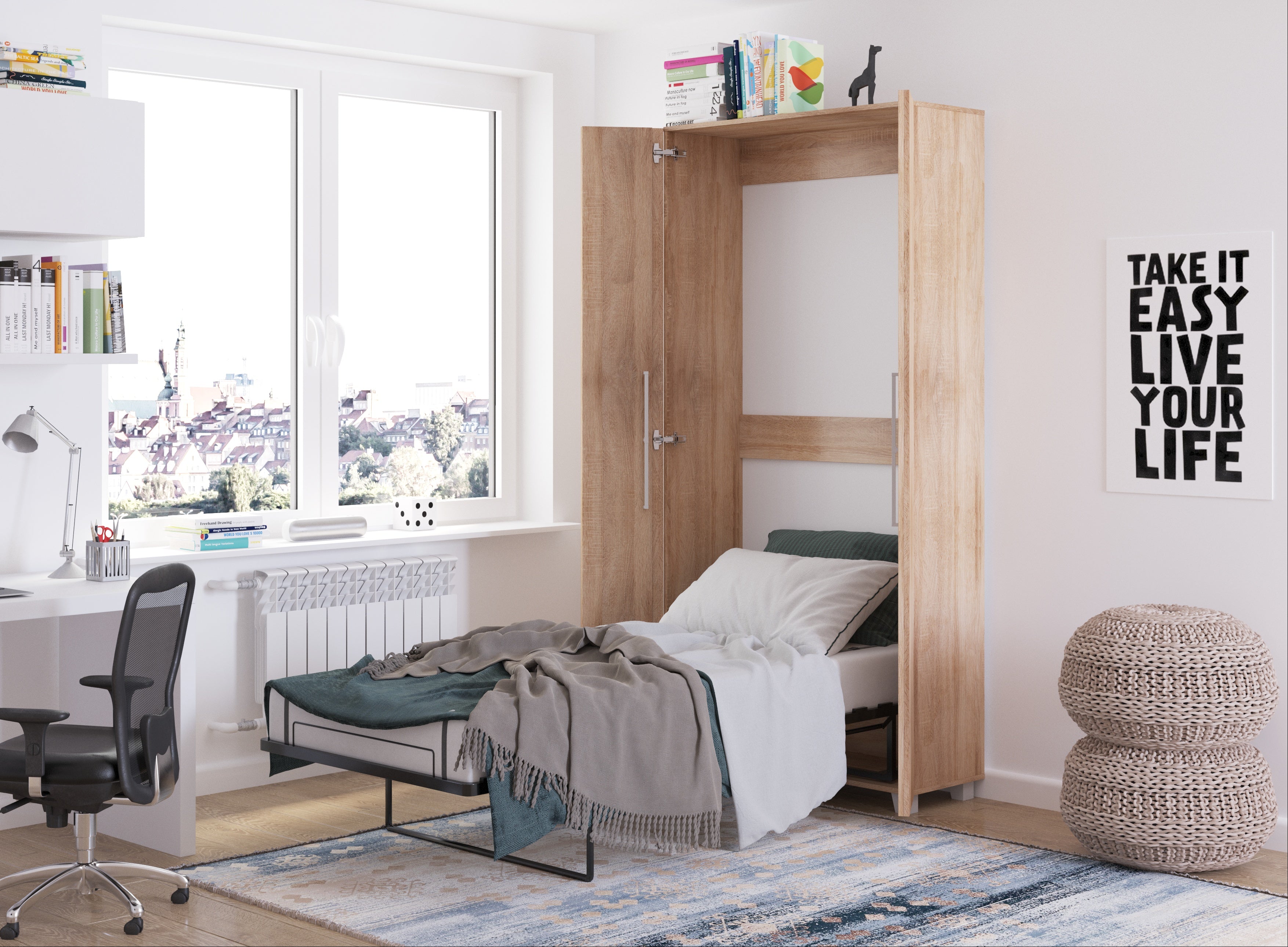 Schrankbett TED90 , Schlaffläche 90x200 cm , Farbe wählbar