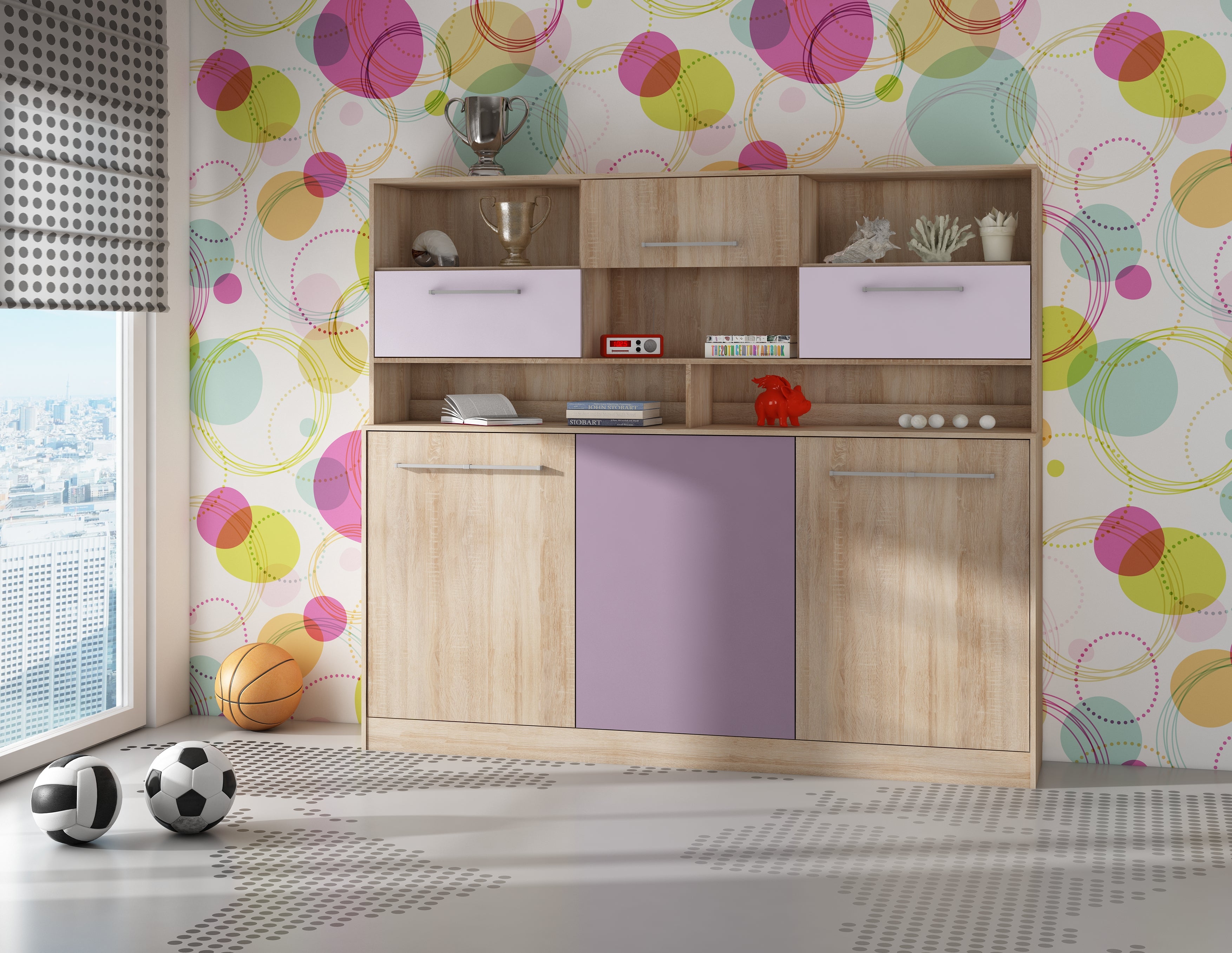 Schrankbett, ROG-N mit Aufsatzschrank, Schlaffläche 90x200cm, Farbe wählbar