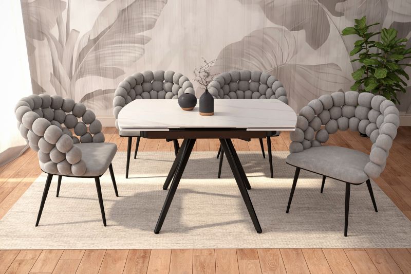 Essgruppe A95, Esszimmer Set , Esstisch (Ausziehbar) mit 4 Stühlen- Farbe wählbar