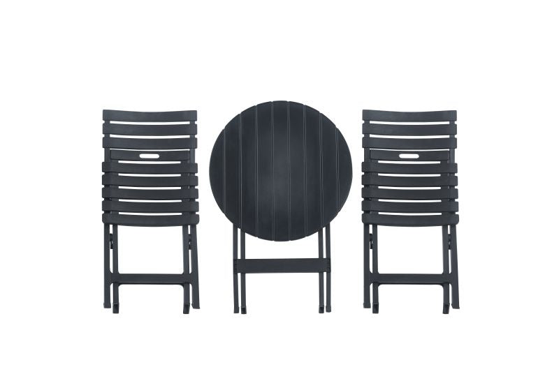 Klappbares Gartenmöbelset für Garten/Balkon, Schwarz, 2 Stühle, 1 Tisch