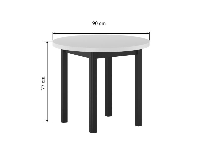 Esstisch ST24-90 , 90x90x77 cm , Farbe Weiß/Schwarz