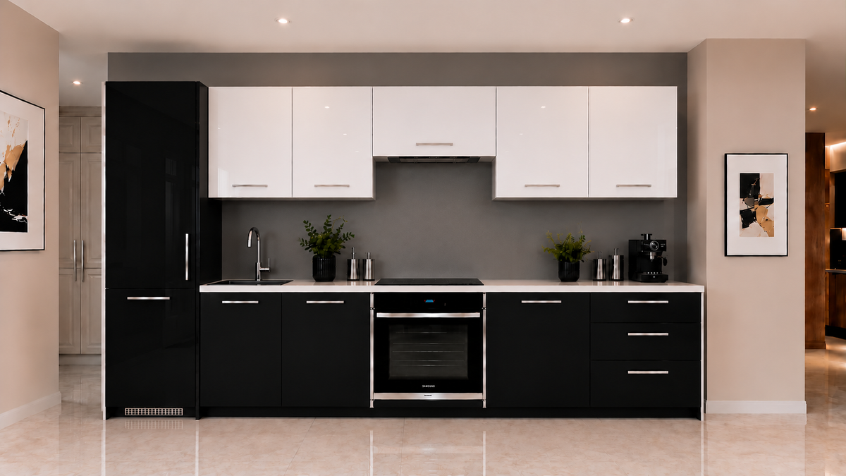 Küchenzeile PL9, Breite 300cm, mit Arbeitsplatte, G, Soft Close System, Farbe wählbar