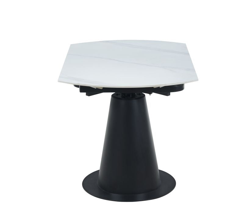 Esstisch ST-29 , Ausziehbar, 75(120)x120x76 cm , Farbe Weißer Marmor/Schwarz