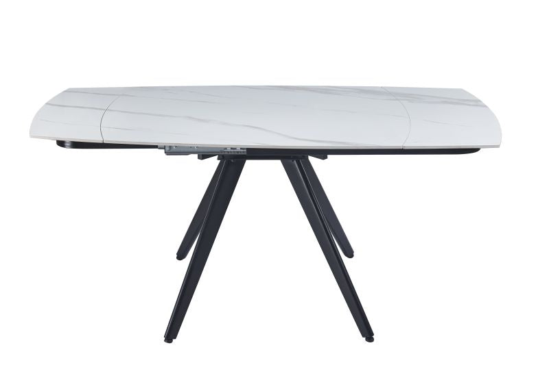 Esstisch ST-31 , Ausziehbar, 120 (180) x80x76 cm , Farbe Weißer Marmor/Schwarz